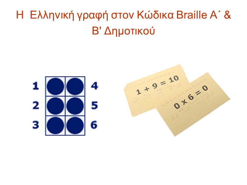 Η Ελληνική γραφή στον Κώδικα Braille Α΄ & Β Δημοτικού