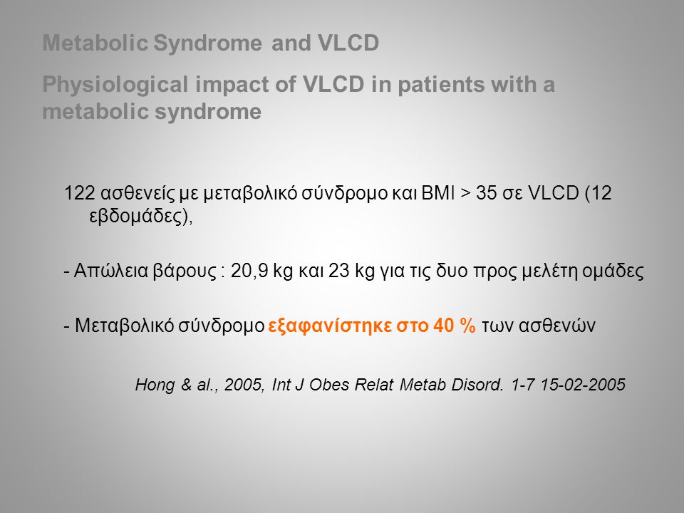 34 Metabolic Syndrome and VLCD