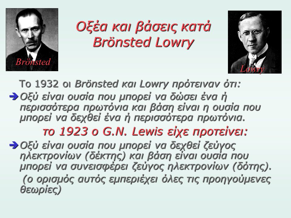 Οξέα και βάσεις κατά Brönsted Lowry