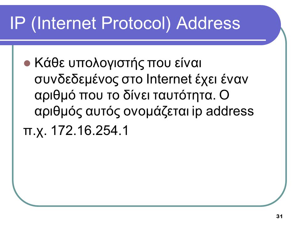 IP (Internet Protocol) Address