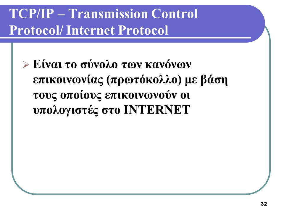 TCP/IP – Transmission Control Protocol/ Internet Protocol