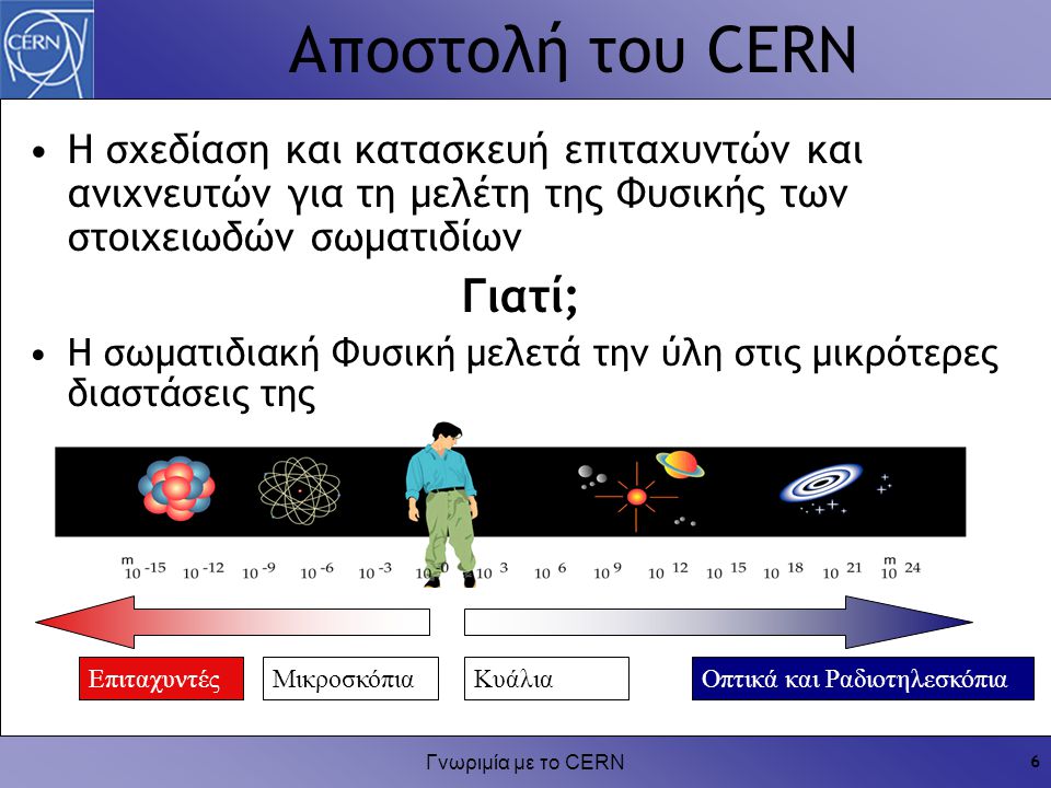 Αποστολή του CERN Γιατί;