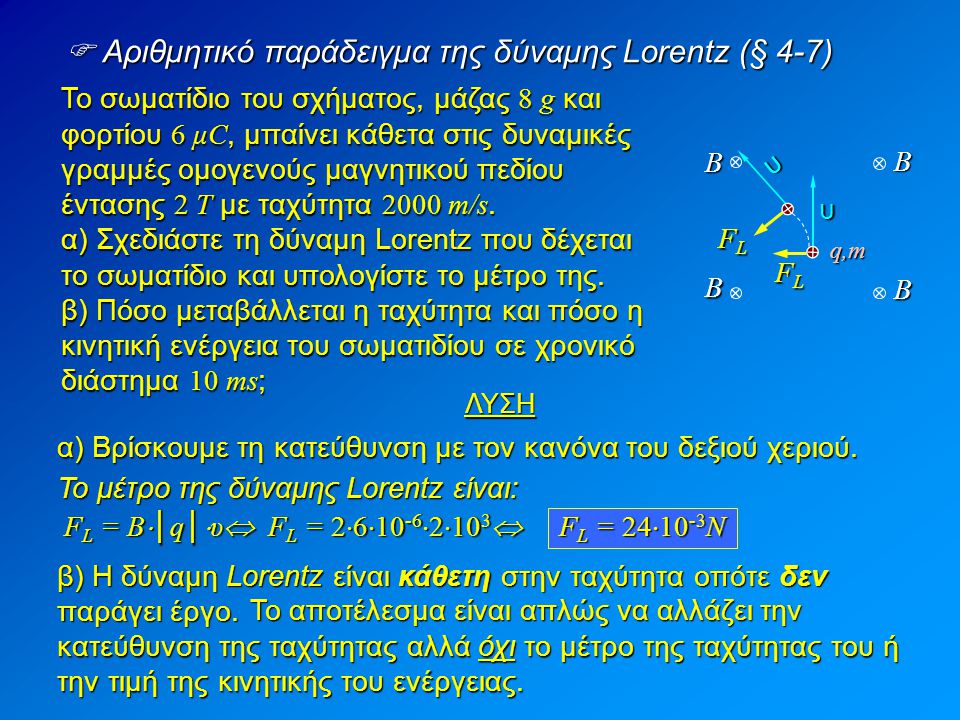  Αριθμητικό παράδειγμα της δύναμης Lorentz (§ 4-7)