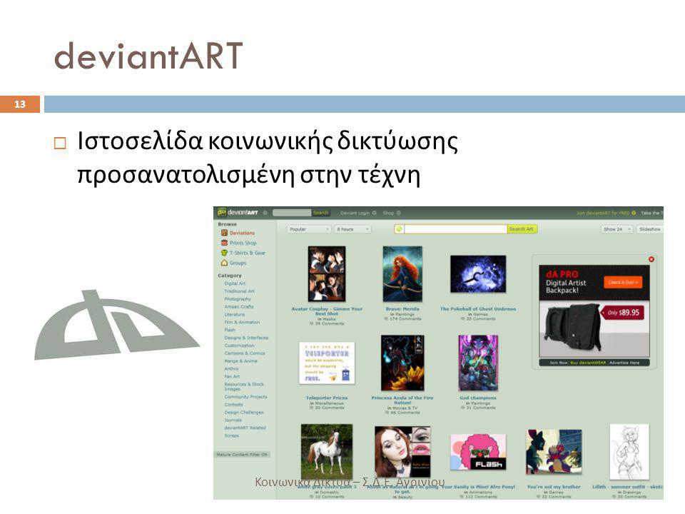 deviantART Ιστοσελίδα κοινωνικής δικτύωσης προσανατολισμένη στην τέχνη