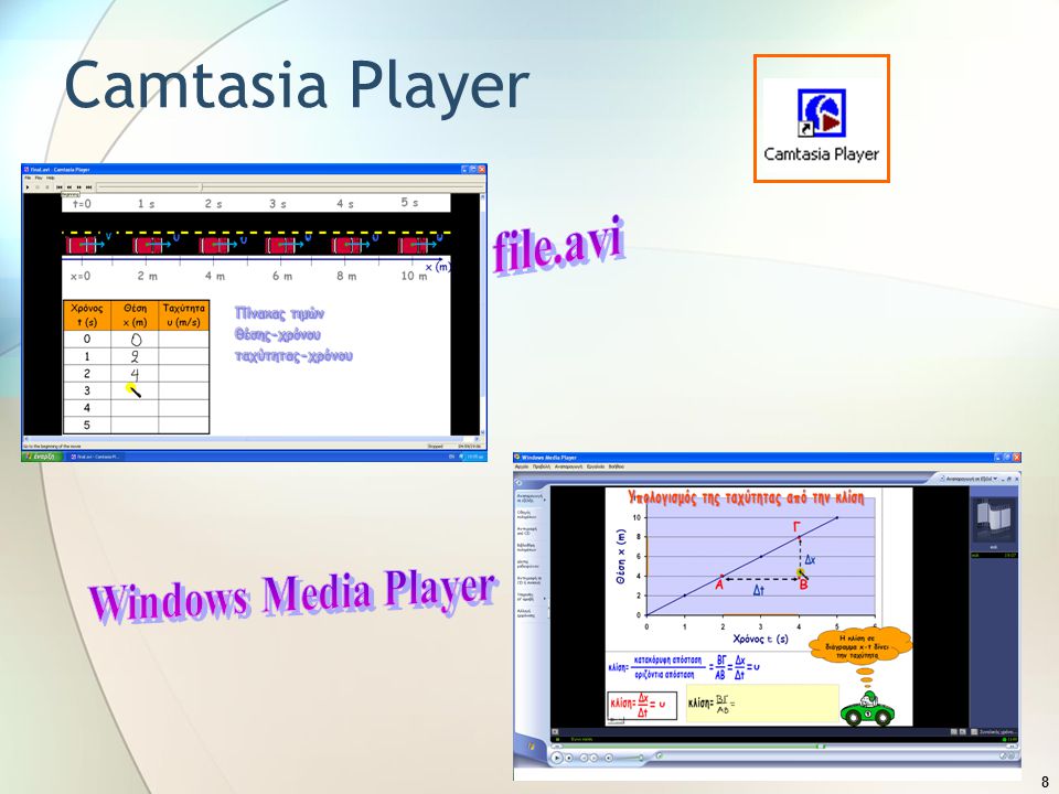 Camtasia Player file.avi Windows Media Player
