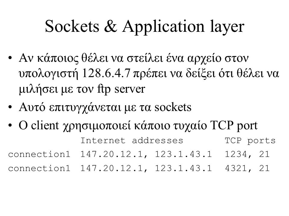 Sockets & Application layer