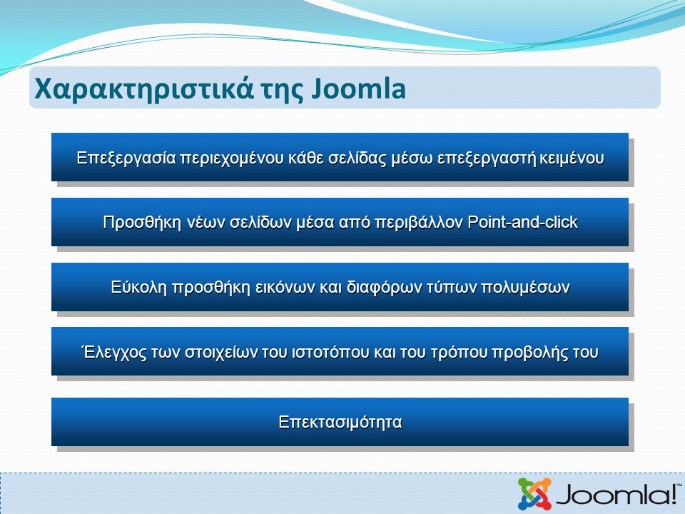 Χαρακτηριστικά της Joomla