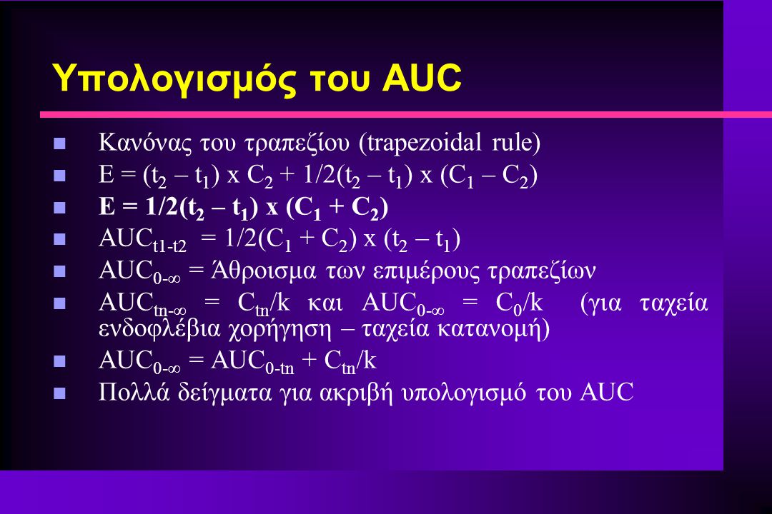 Υπολογισμός του AUC Κανόνας του τραπεζίου (trapezoidal rule)