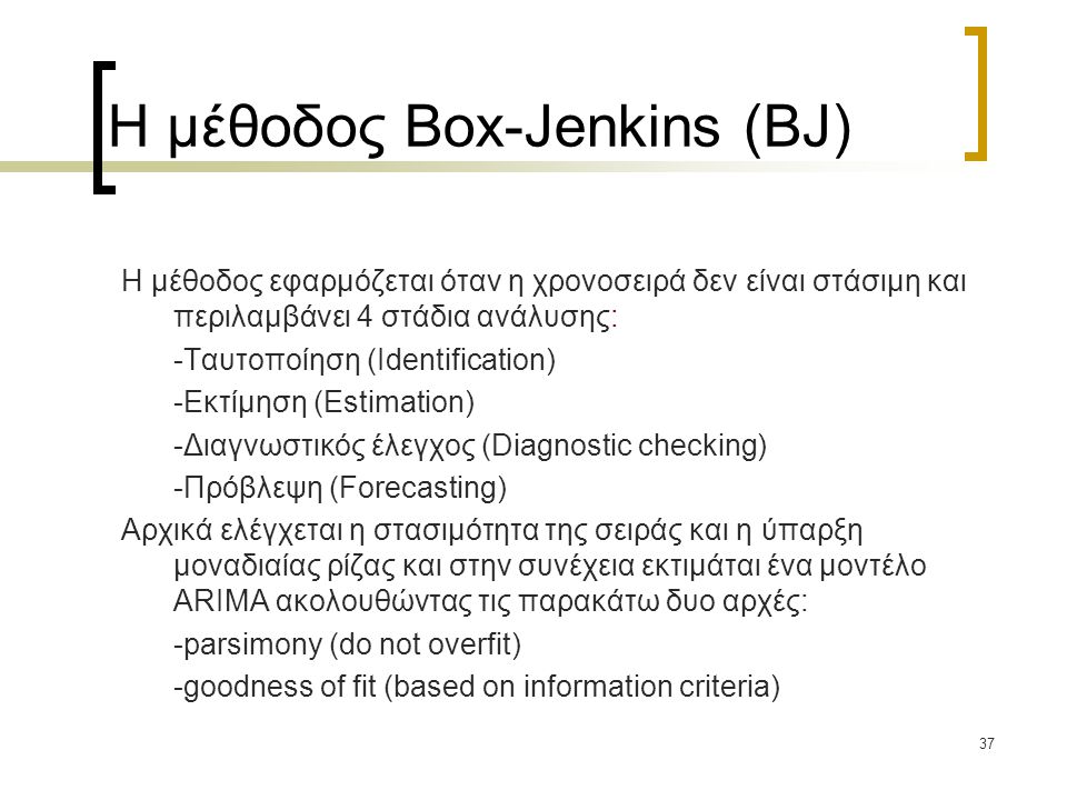 Η μέθοδος Box-Jenkins (BJ)