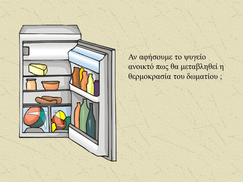 Αν αφήσουμε το ψυγείο ανοικτό πως θα μεταβληθεί η θερμοκρασία του δωματίου ;