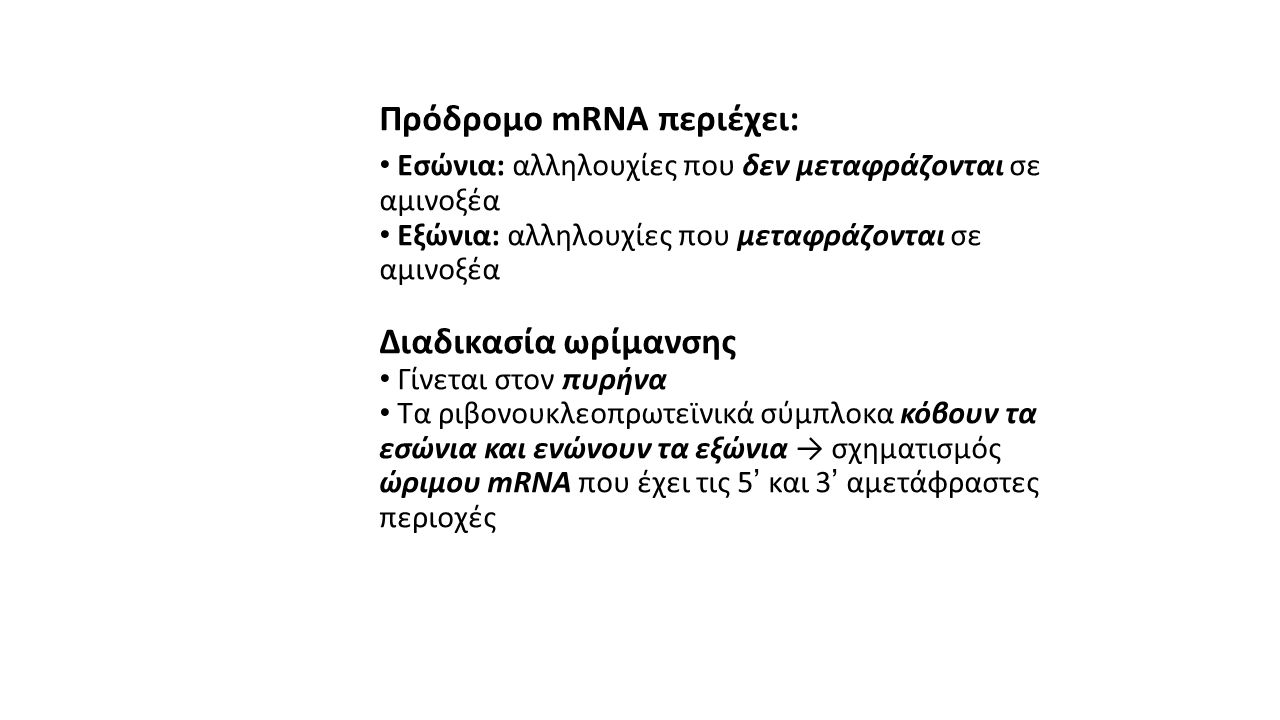 Πρόδρομο mRNA περιέχει: