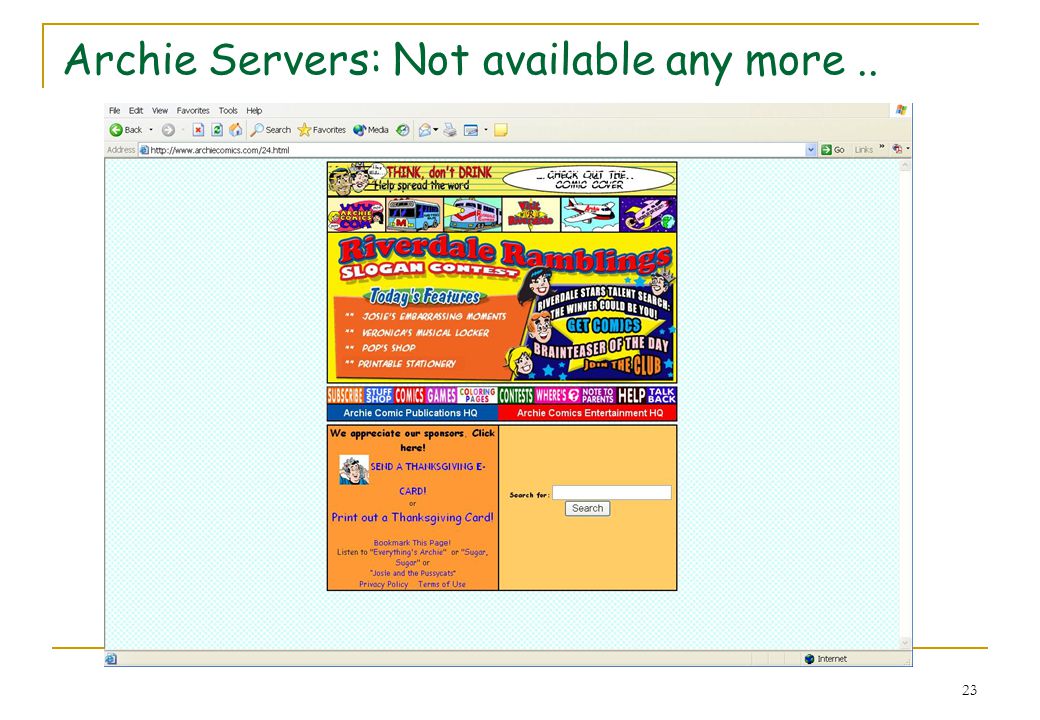 Archie Servers: Not available any more ..