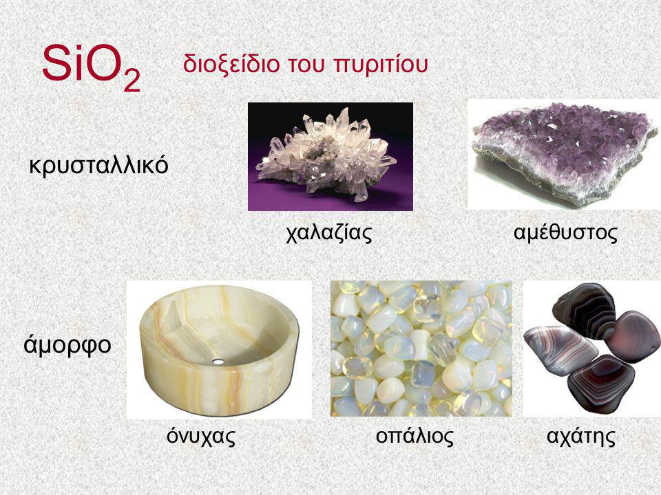 SiO2 διοξείδιο του πυριτίου κρυσταλλικό άμορφο χαλαζίας αμέθυστος