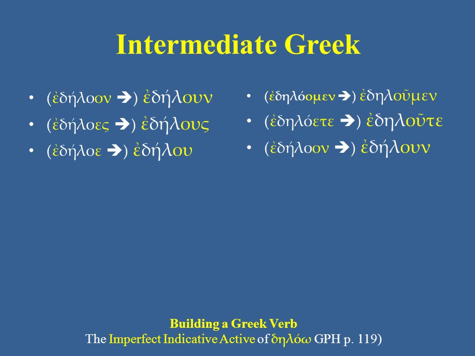 The Imperfect Indicative Active of δηλόω GPH p. 119)
