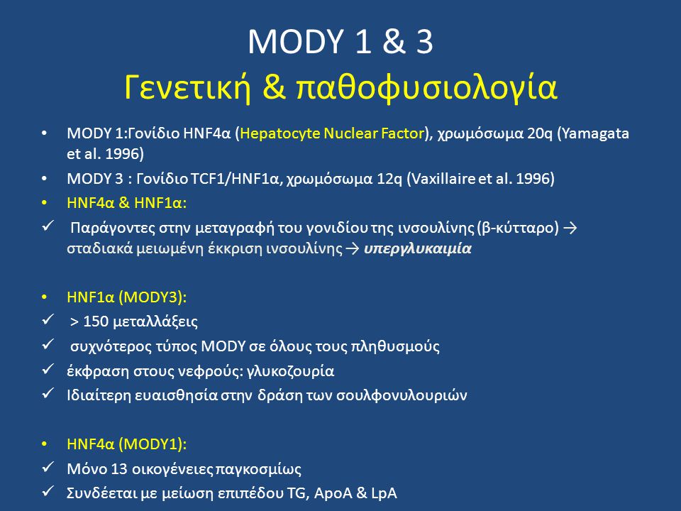 MODY 1 & 3 Γενετική & παθοφυσιολογία