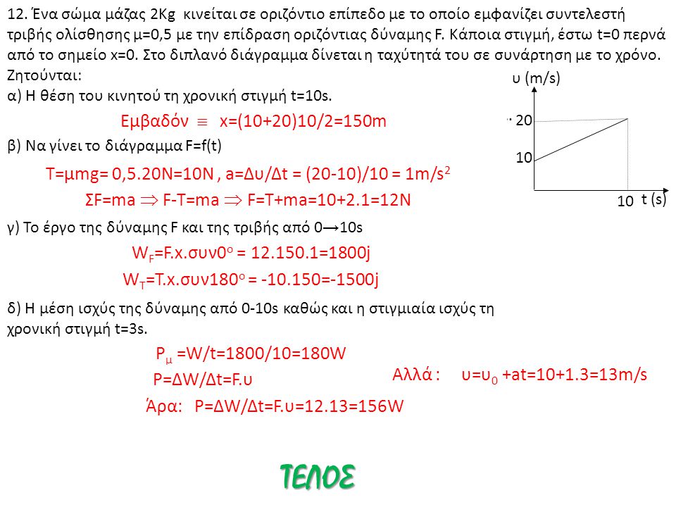 ΤΕΛΟΣ Εμβαδόν  x=(10+20)10/2=150m