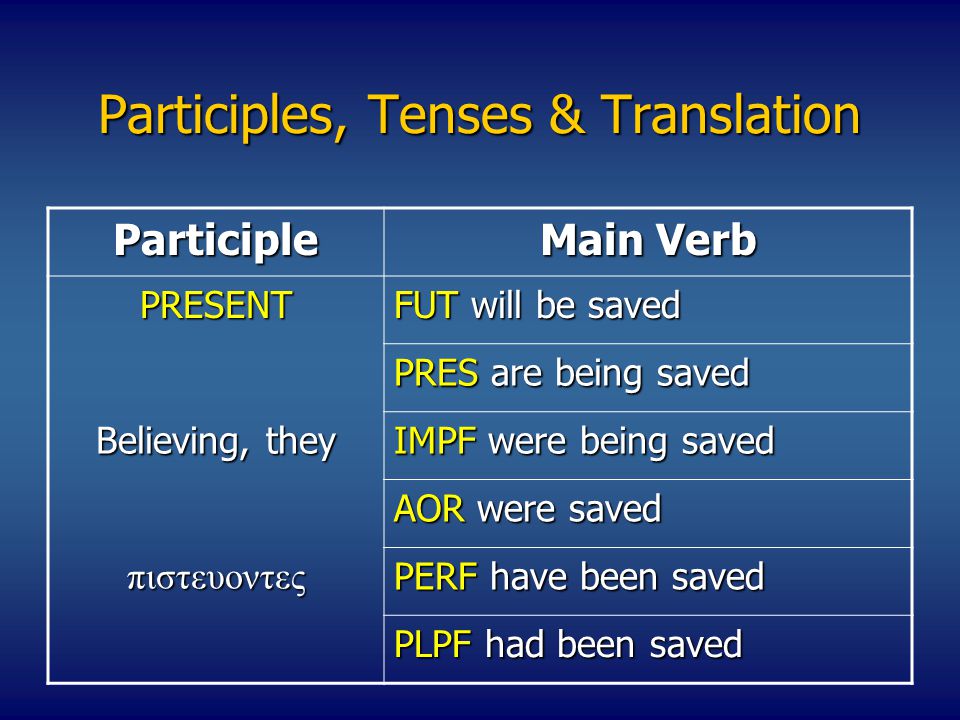 Participles, Tenses & Translation