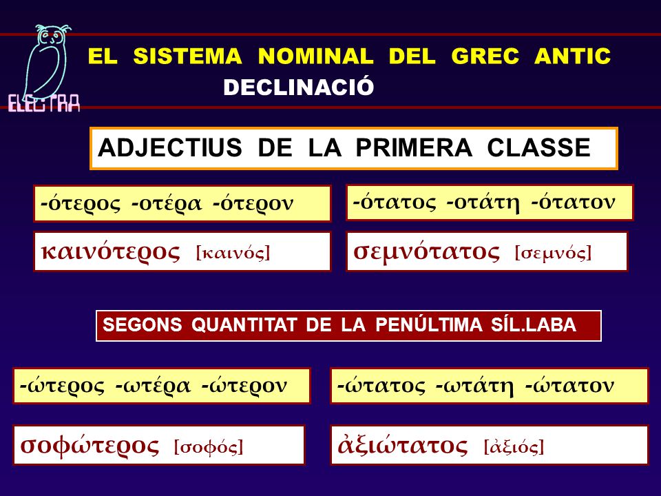 ADJECTIUS DE LA PRIMERA CLASSE
