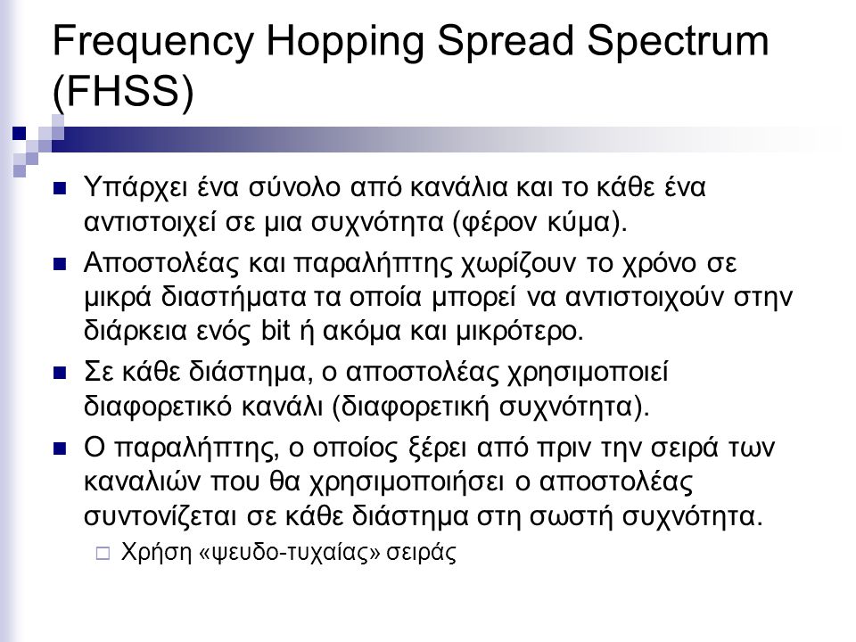 Frequency Hopping Spread Spectrum (FHSS)