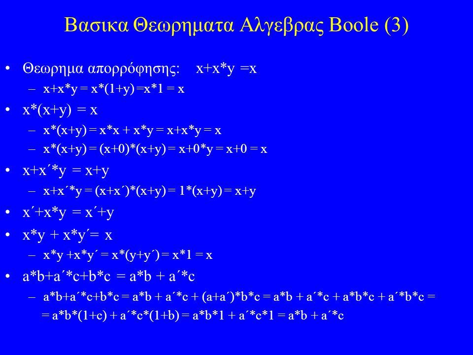Βασικα Θεωρηματα Αλγεβρας Boole (3)