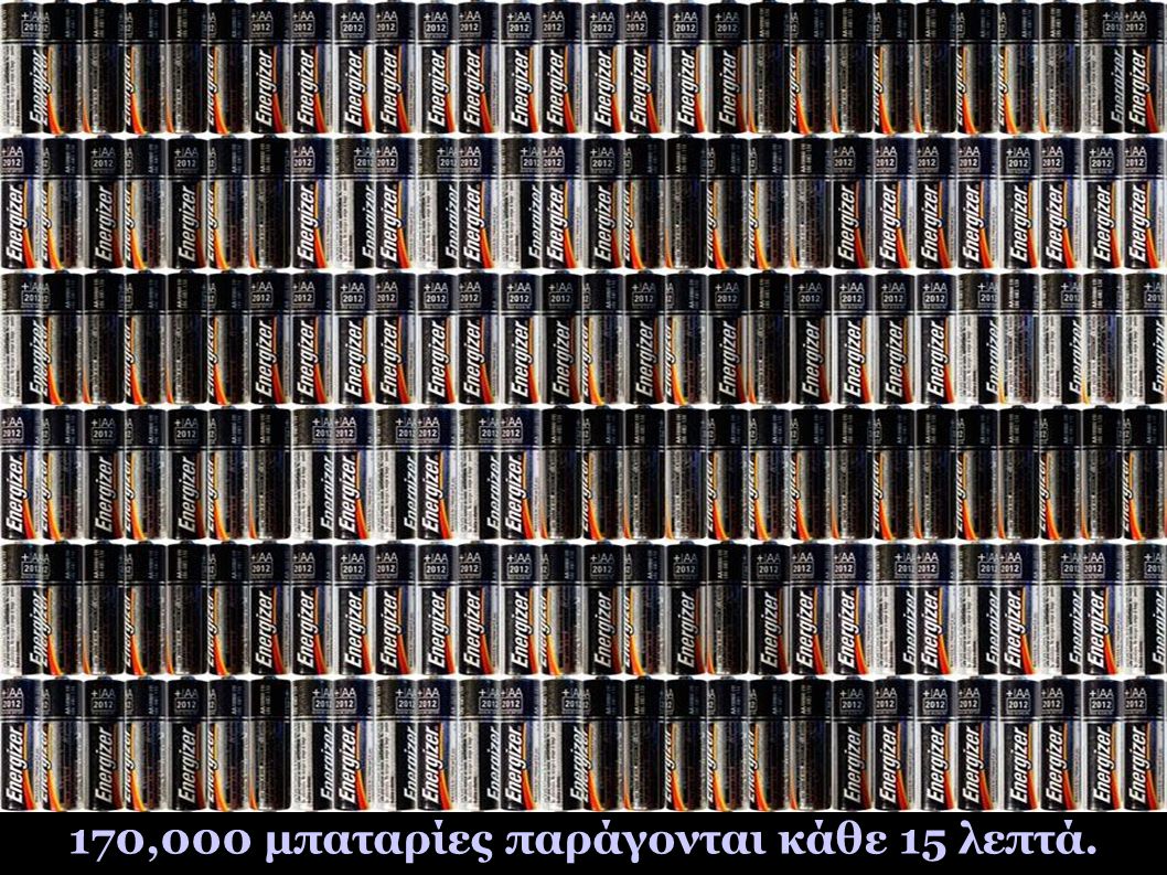 170,000 μπαταρίες παράγονται κάθε 15 λεπτά.