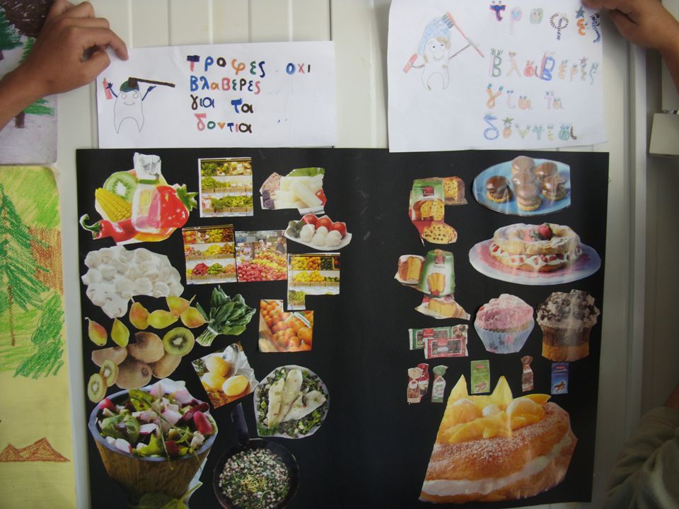 Κατασκευή κολάζ με φωτογραφίες τροφίμων.