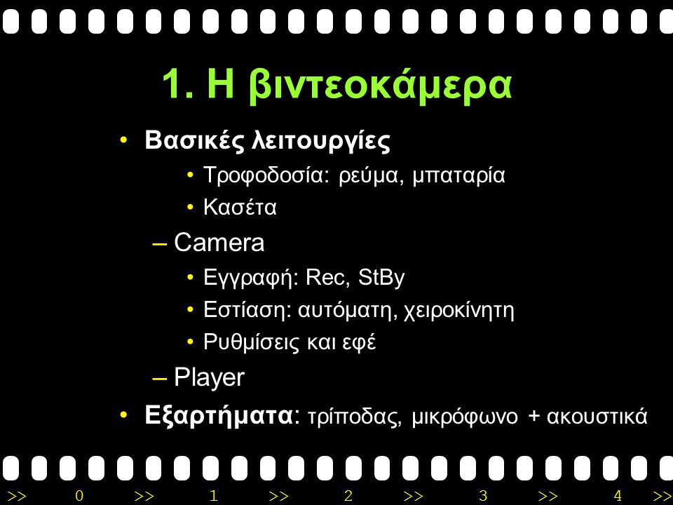 1. Η βιντεοκάμερα Βασικές λειτουργίες Camera Player