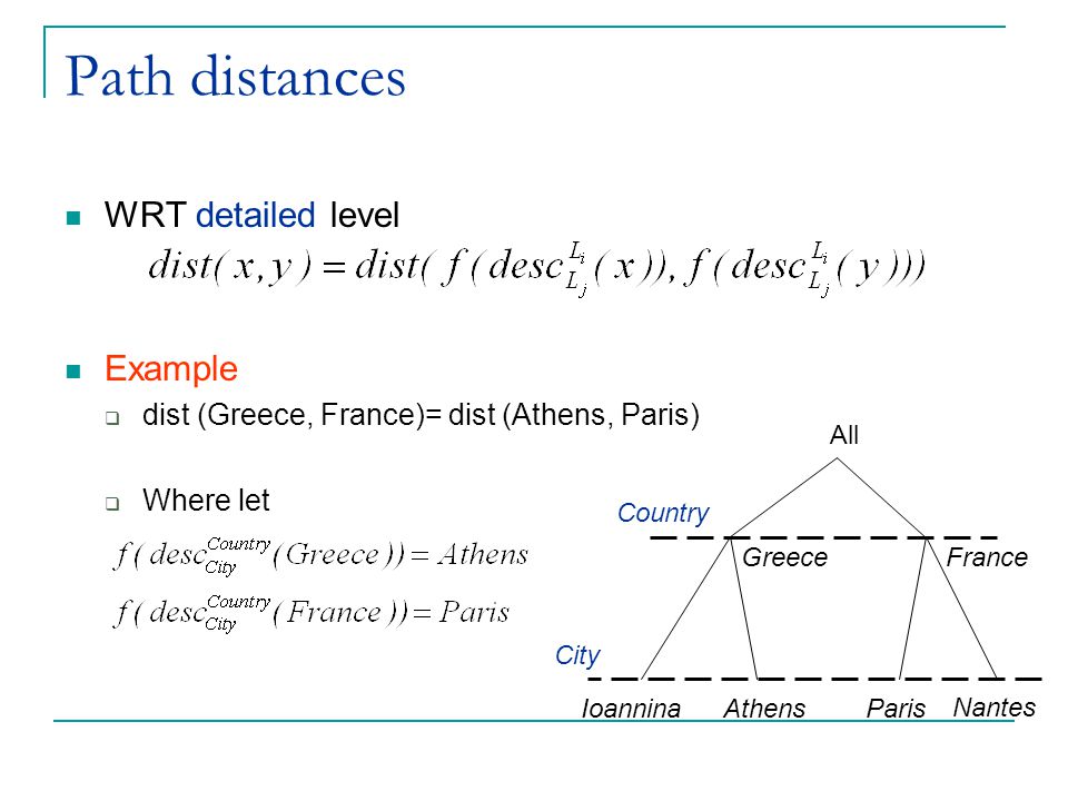 Path distances WRT detailed level Example
