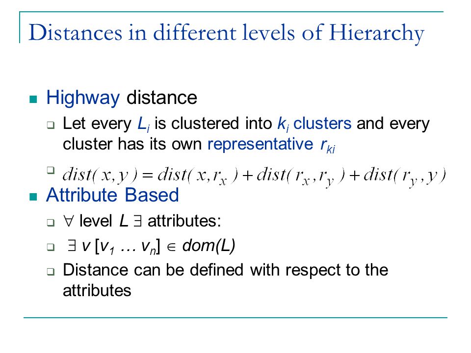Distances in different levels of Hierarchy