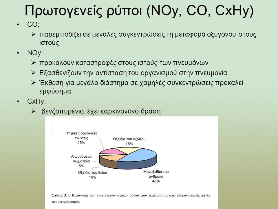 Πρωτογενείς ρύποι (ΝΟy, CO, CxHy)