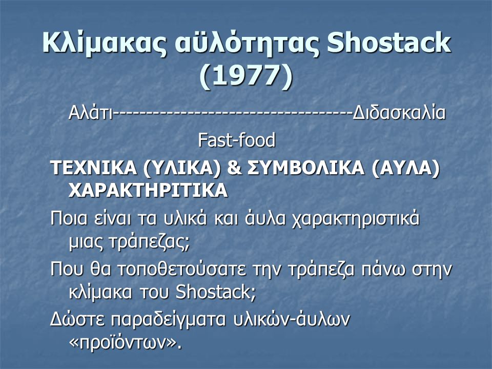Κλίμακας αϋλότητας Shostack (1977)