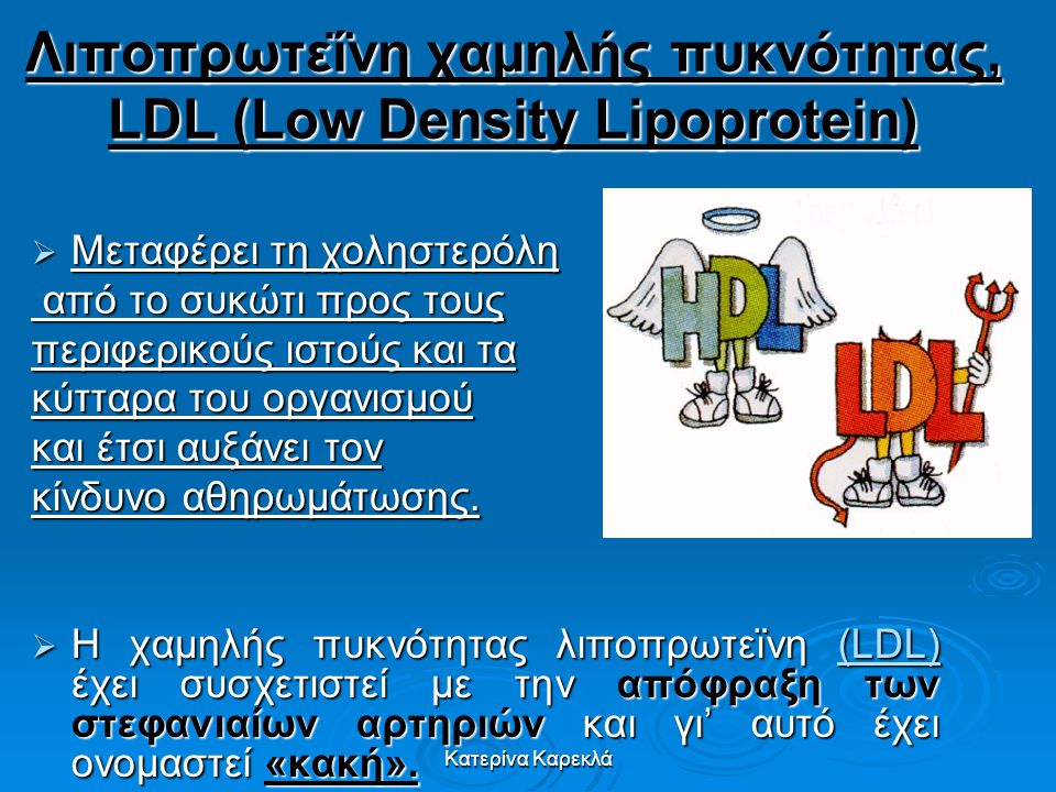 Λιποπρωτεΐνη χαμηλής πυκνότητας, LDL (Low Density Lipoprotein)