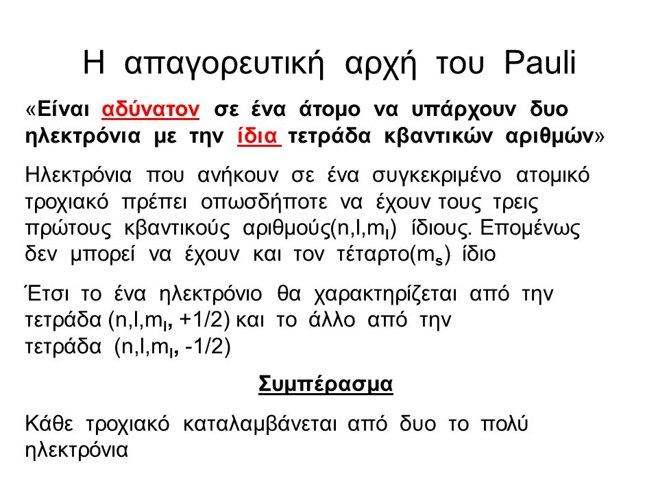 H απαγορευτική αρχή του Pauli