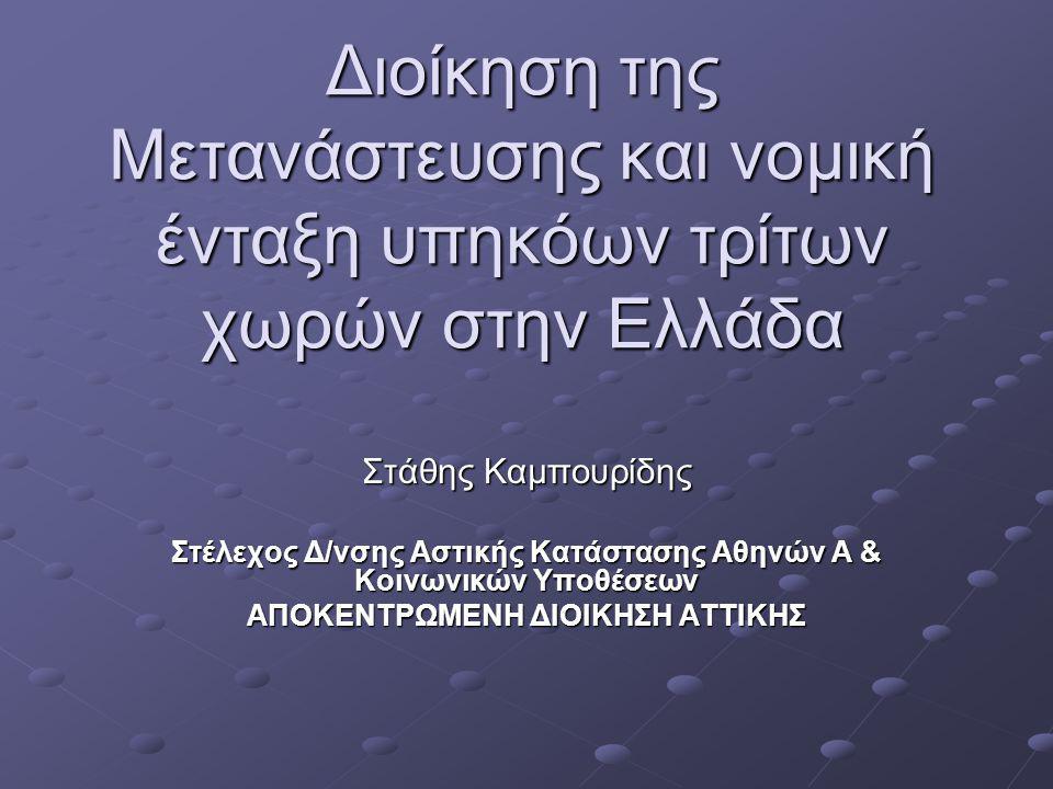 Διοίκηση της Μετανάστευσης και νομική ένταξη υπηκόων τρίτων χωρών στην Ελλάδα