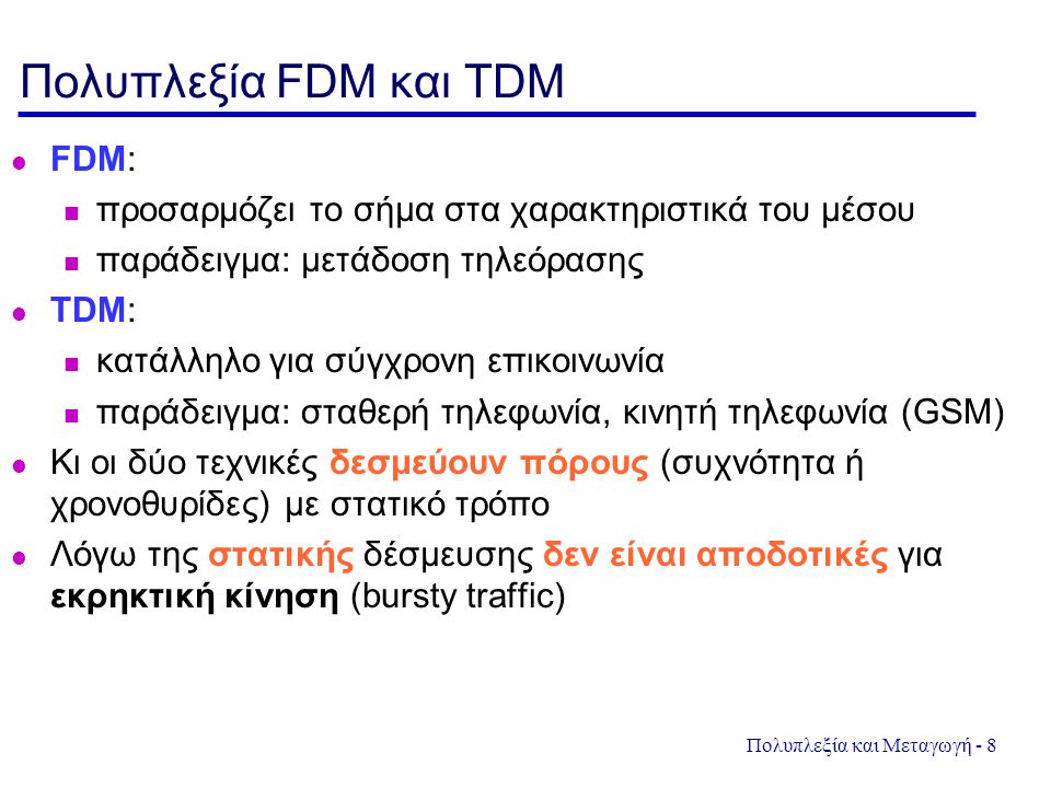 Πολυπλεξία FDM και TDM FDM: