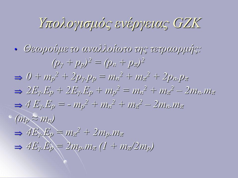 Υπολογισμός ενέργειας GZK