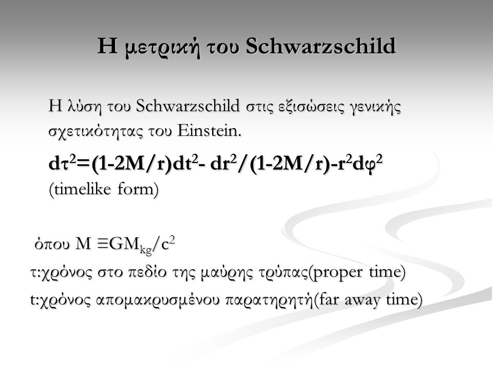 Η μετρική του Schwarzschild