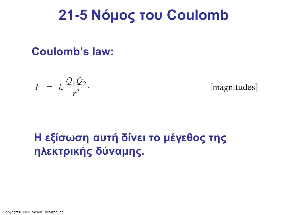21-5 Νόμος του Coulomb Coulomb’s law: