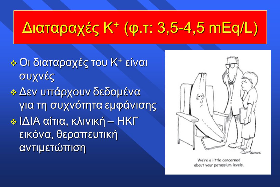 Διαταραχές Κ+ (φ.τ: 3,5-4,5 mEq/L)
