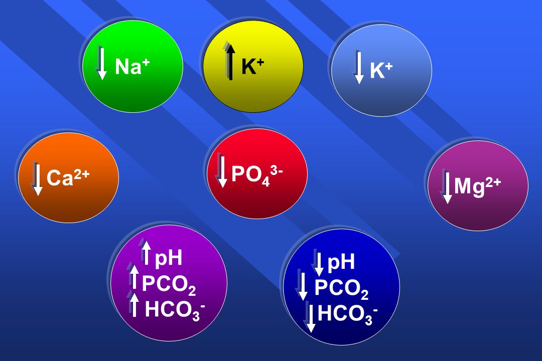 Νa+ Κ+ Κ+ PO43- Ca2+ Mg2+ pH PCO2 HCO3- pH PCO2 HCO3-