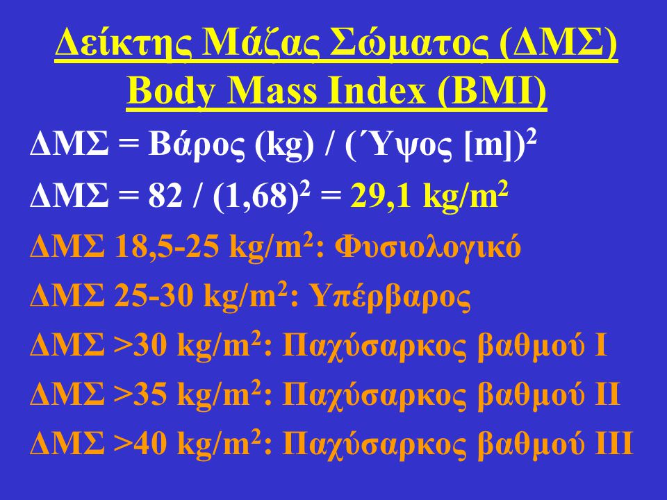 Δείκτης Μάζας Σώματος (ΔΜΣ) Body Mass Index (BMI)