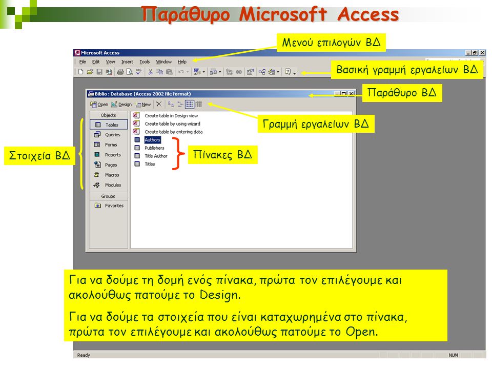 Παράθυρο Microsoft Access