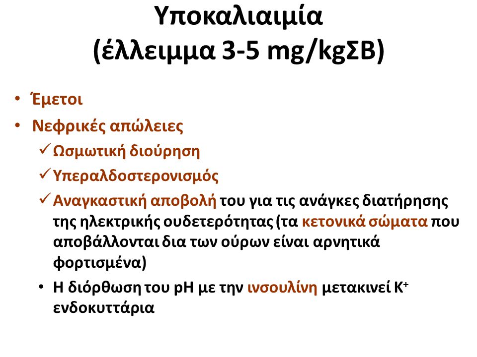 Υποκαλιαιμία (έλλειμμα 3-5 mg/kgΣΒ)