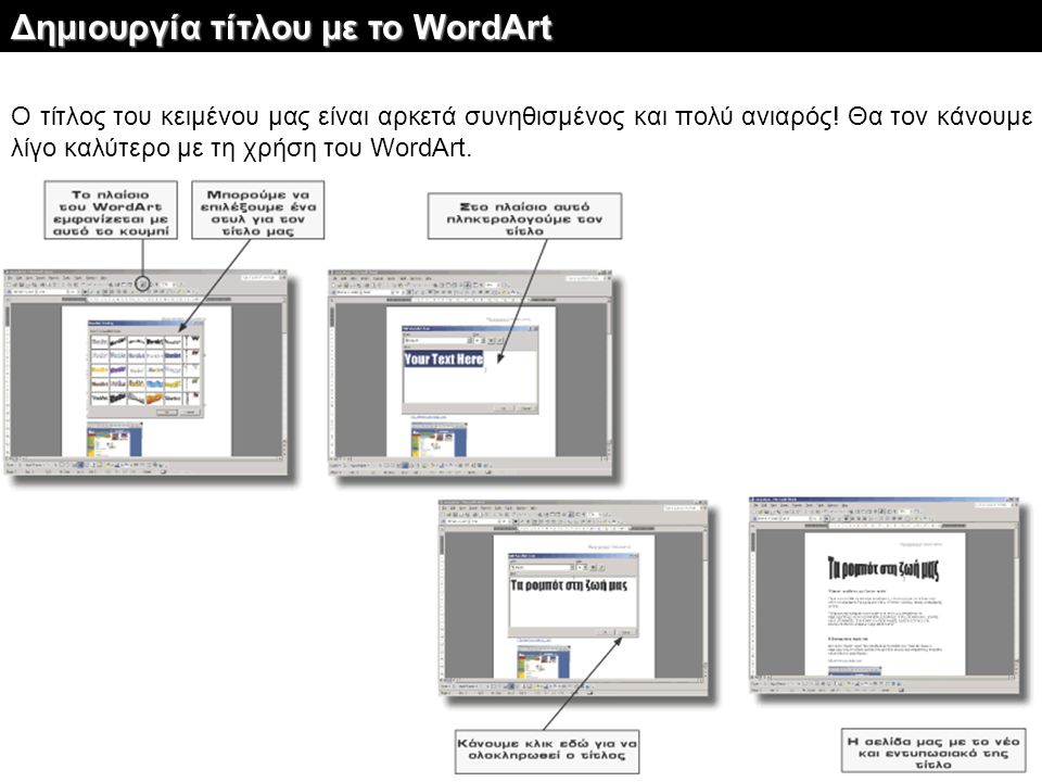 Δημιουργία τίτλου με το WordArt