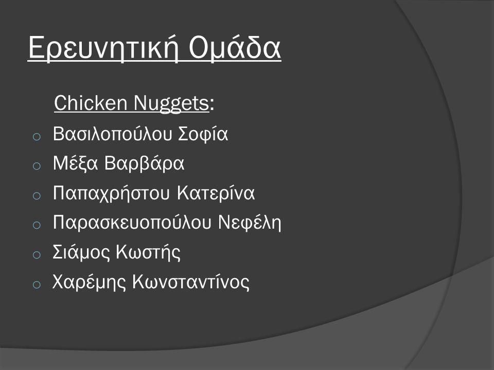 Ερευνητική Ομάδα Chicken Nuggets: Βασιλοπούλου Σοφία Μέξα Βαρβάρα