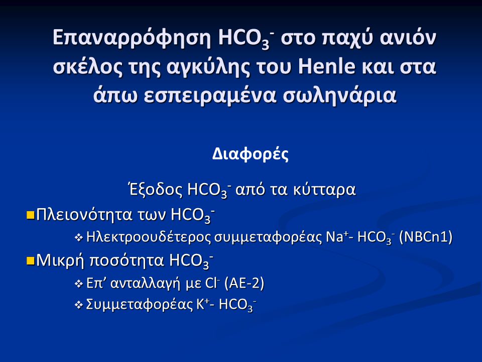 Έξοδος HCO3- από τα κύτταρα