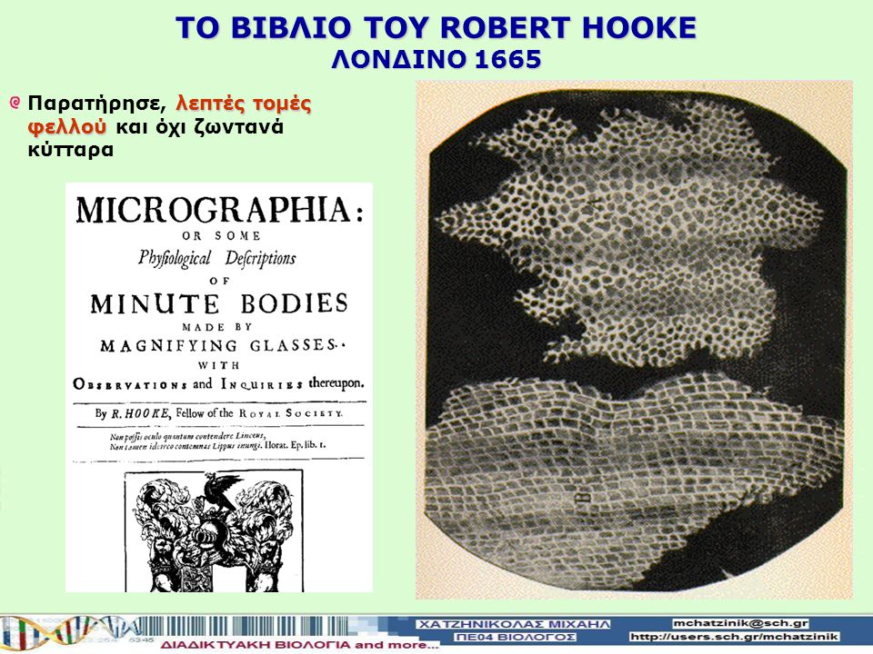 ΤO ΒΙΒΛΙΟ TOY ROBERT HOOKE ΛΟΝΔΙΝΟ 1665