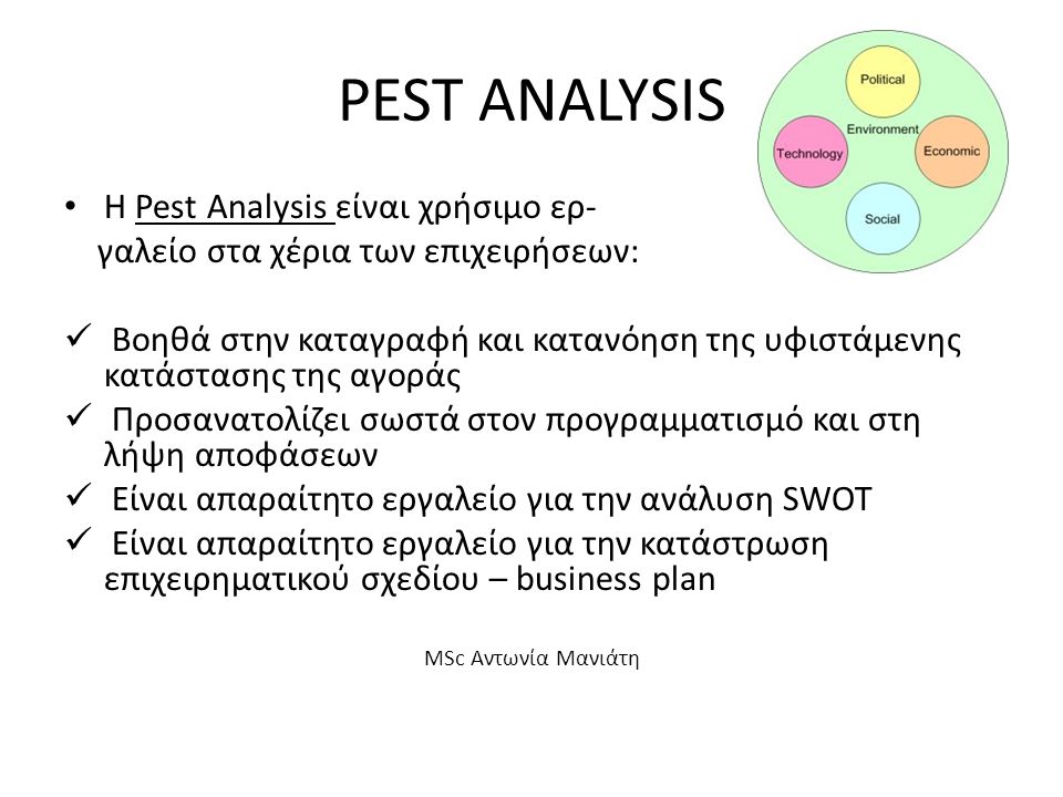 PEST ANALYSIS Η Pest Analysis είναι χρήσιμο ερ-