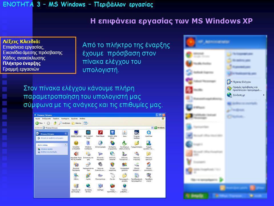 ΕΝΟΤΗΤΑ 3 – MS Windows – Περιβάλλον εργασίας