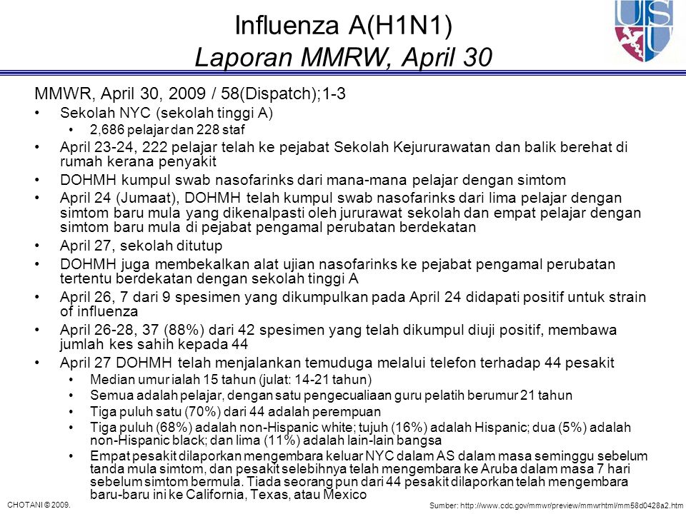 Influenza A(H1N1) Laporan MMRW, April 30